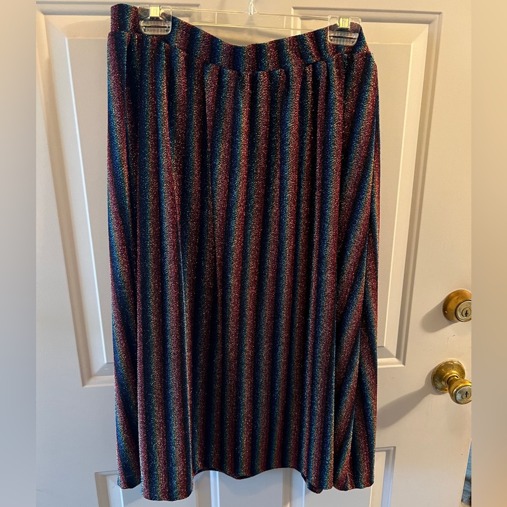 NWOT ModCloth Jessy B Rainbow Striped Midi Skirt